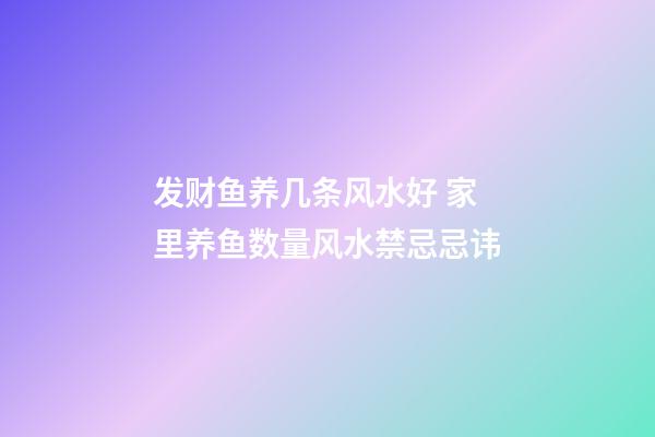 发财鱼养几条风水好 家里养鱼数量风水禁忌忌讳